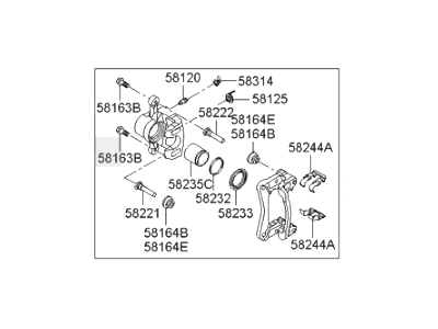 Hyundai 58310-3JA00 Caliper Kit-Rear Brake, LH