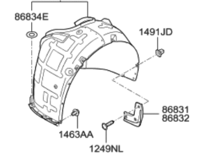 Hyundai 86811-B1500 Front Wheel Guard Assembly, Left