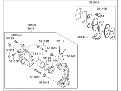 Hyundai 58130-F2000 Brake Assembly-Front, RH