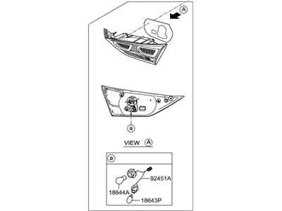 Hyundai 92404-F2120 Lamp Assembly-Rear Combination Inside, RH