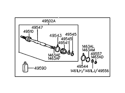 Hyundai 49607-34A10 Joint & Shaft Kit-Front Axle W