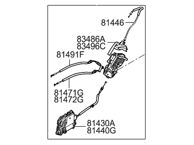 Hyundai 81420-B1000 Latch Assembly-Rear Door, RH