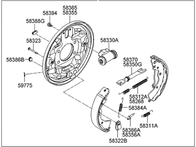 Hyundai 58360-1G000 Drum Brake Assembly-Rear, RH