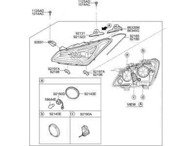Hyundai 92104-B1150 Head Lamp Sub Assembly, Right