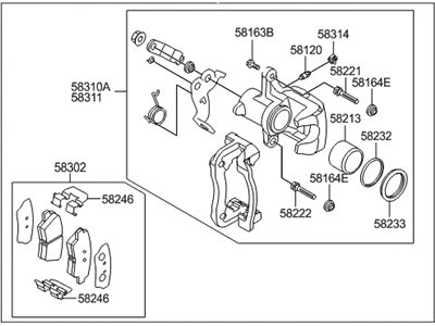 Hyundai 58400-A5300 Disc Brake Assembly-Rear, RH