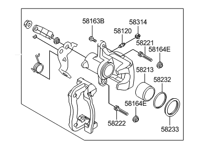 Kia 58310A5B30 Rear Brake Caliper Kit, Left