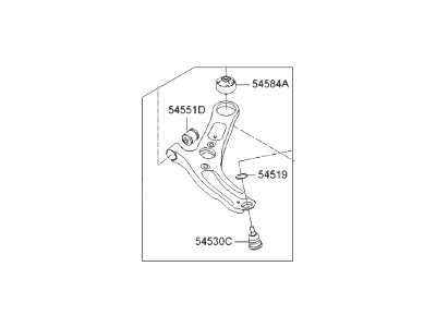 Hyundai 54501-3Y000 Arm Complete-Front Lower, RH