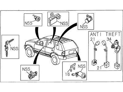 Honda 8-97292-561-0 Cylinder Set, Lock *180* (Et) (GRAY)