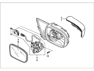 Honda 76200-SDA-A13ZA Mirror Assembly, Passenger Side Door (Nighthawk Black Pearl) (R.C.)