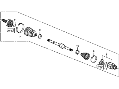 Honda 44305-T2A-000 Driveshaft Assembly, Passenger Side