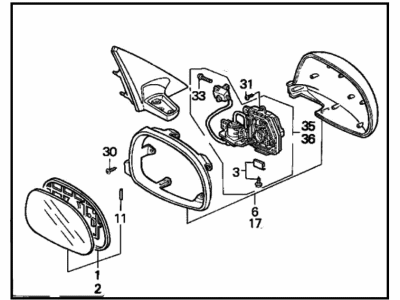 Honda 76200-SR1-A16 Mirror Assembly, Passenger Side Door (R.C.)