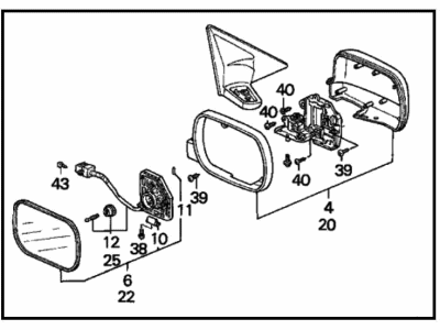 Honda 76200-SV5-A05ZG Mirror Assembly, Passenger Side Door (Sage Green Metallic) (R.C.)