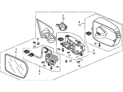 Honda 76250-SWA-A03 Mirror Assembly, Driver Side Door (R.C.)
