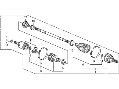Honda 44306-SNA-900 Driveshaft Assembly, Driver Side