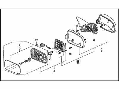 Honda 76200-SM1-C25ZF Mirror Assembly, Passenger Side Door (Pewter Gray Metallic) (R.C.)