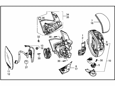 Honda 76200-T6Z-A41ZK MIR, R- DR *NH556*