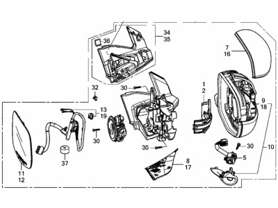 Honda 76250-T6Z-A41ZK MIR, L- DR *NH556*