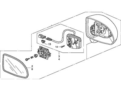 Honda 76200-S2A-A02ZP Mirror Assembly, Passenger Side Door (Laguna Blue Pearl) (R.C.)