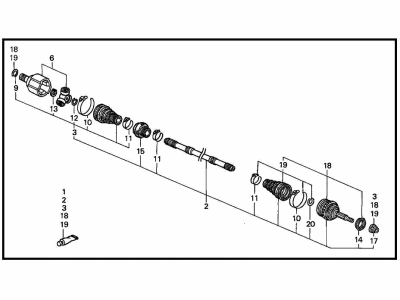 Honda 44011-SR1-951 Driveshaft Set, Driver Side (Gkn)