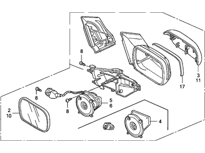 Honda 76200-SVA-A01ZA Mirror Assembly, Passenger Side Door (Flat Black)