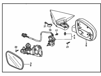 Honda 76200-S30-A22ZN Mirror Assembly, Passenger Side Door (Nighthawk Black Pearl) (R.C.)