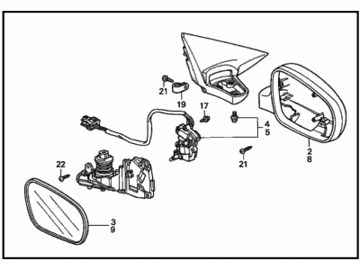 Honda 76250-S30-A22ZN Mirror Assembly, Driver Side Door (Nighthawk Black Pearl) (R.C.)