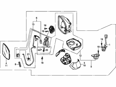 Honda 76258-TRT-A03 Set Driver Side, Mirror Assembly