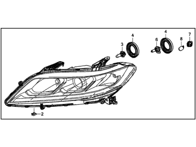 Honda 33100-T3L-A31 Headlight Assembly, Passenger Side