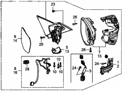 Honda 76208-TXM-A81ZA Set Passenger Side (Flat Black)