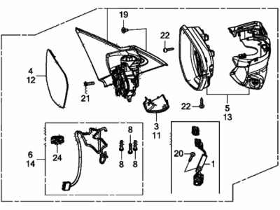 Honda 76208-TXM-A61ZA Set Passenger Side (Flat Black)