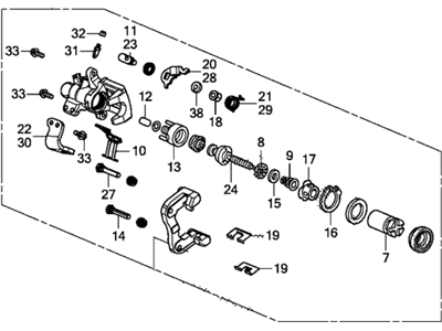 Acura 43018-TR3-A02 Caliper Sub-Assembly, Right Rear