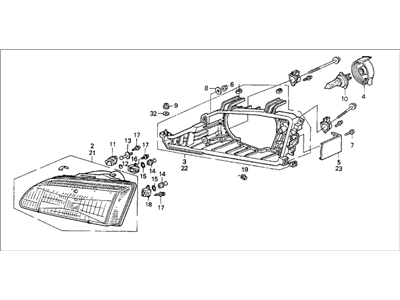 Honda 33150-SR3-A01 Headlight Assembly, Driver Side