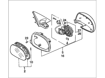 Honda 76200-SR0-A16 Mirror Assembly, Passenger Side Door (R.C.)