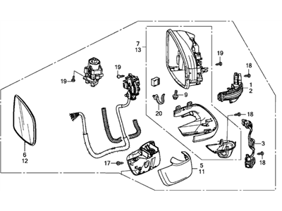 Honda 76258-T5R-305 Mirror Assembly, Driver Side Door (R.C.) (Coo)