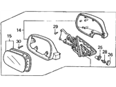 OEM 1991 Honda Accord Mirror Assembly, Driver Side Door (Matsuyama) - 76250-SM2-A02