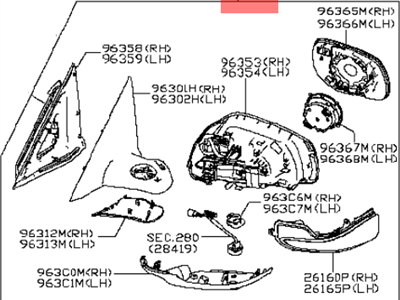 Infiniti 96301-4HB0A Mirror Assembly-Door, RH