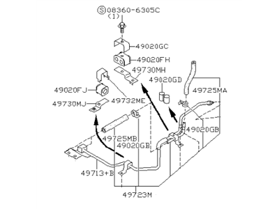 Infiniti 49710-63U70 Power Steering Hose & Tube Set