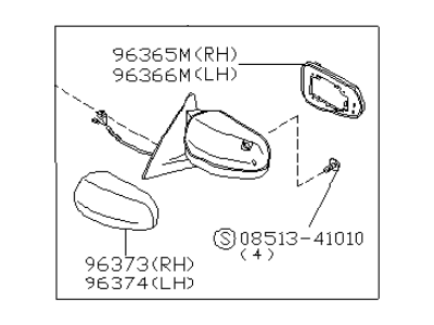 Infiniti K6302-55U01 Mirror Assembly-Door, LH
