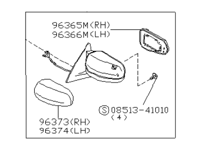 Nissan K6302-55U01 Mirror Assembly-Door, LH