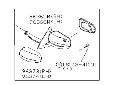 Nissan K6301-53U01 Mirror Assembly-Door, RH