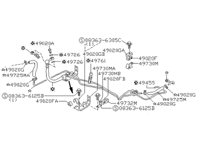 Infiniti 49710-10Y00 Power Steering Hose & Tube Set