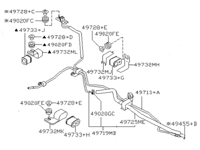 Infiniti 49710-7J120 Power Steering Hose & Tube Set