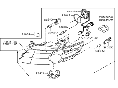 Infiniti 26010-CG01A Right Headlight Assembly