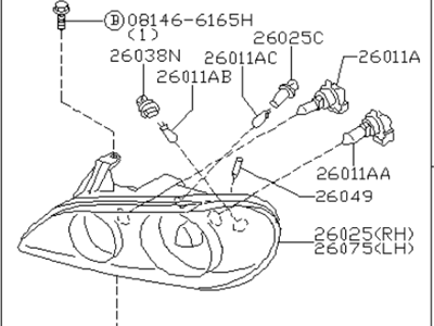 Infiniti 26010-3Y485 Right Headlight Assembly