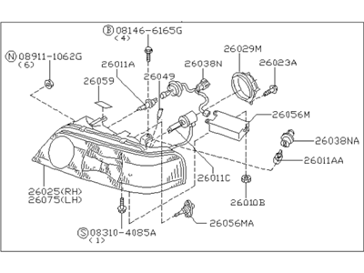 Infiniti 26010-3H088 Right Headlight Assembly