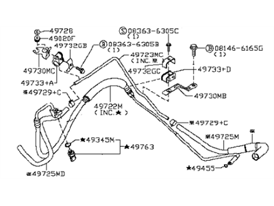 Infiniti 49710-1MA3A Power Steering Hose & Tube Set