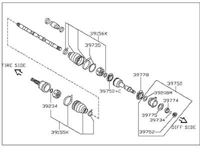 Infiniti 39100-3JA0B Shaft Assy-Front Drive