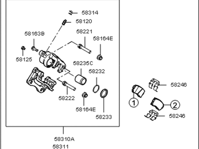 Kia 582103R600 Rear Wheel Brake Assembly, Left