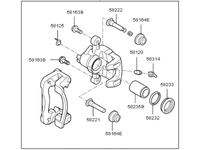 Kia 583111MA00 Rear Brake Caliper Kit, Right