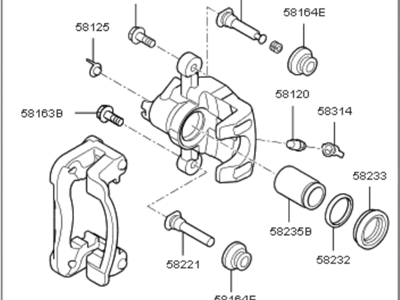 Kia 583101MA00 Rear Brake Caliper Kit, Left